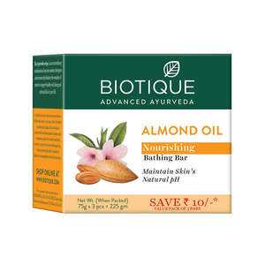 Biotique Almond Oil Medicated Moisturizing Solid Bar <b>Soap</b> Set of 3 75g Each for All Skin Types-Ayurvedic Care - Product Image 1