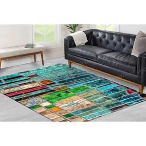 Tapis imprimé vibrant - Moderne, vitrail, antidérapant, tapis en velours de luxe - Product Image 1
