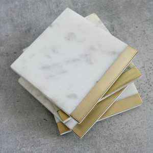 Wholesale Brass Inlay Marble <b>Coasters</b> Custom Round Hexagon <b>and</b> Tea <b>Coaster</b> <b>Sets</b> for Home Decor Hot Selling 2024 - Product Image 5