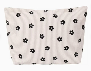 Trousse de maquillage en toile de coton double face écologique avec logo personnalisé pochette d'accessoires portable de grande capacité fermeture éclair mignon rayé - Product Image 4