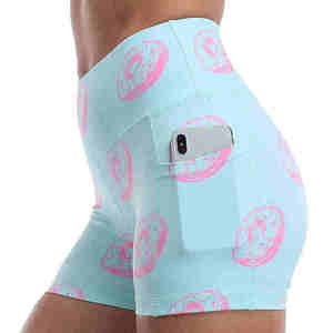 Pantalones cortos con logotipo personalizado para mujer, ropa deportiva para correr, gimnasio, yoga, sublimado, cintura elástica, pantalones cortos estampados para mujer - Product Image 5