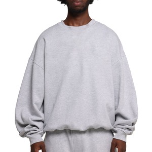 Custom Cotton <b>Velour</b> Oversized <b>Sweatshirts</b> and Hoodies with Embroidered Custom Logo and Heavyweight Crew Neck for Men - Product Image 3