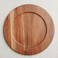 Assiette de service ronde en bois d'olivier naturel, faite à la main, sculptée à la main, pour la décoration de la maison et des mariages.