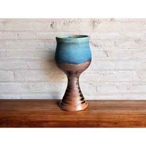 Awesome Wine Goblet Microwave And Dishwasher Safe Vintage Blue And Brown <b>Glass</b> Ceramic Goblet - Product Image 3