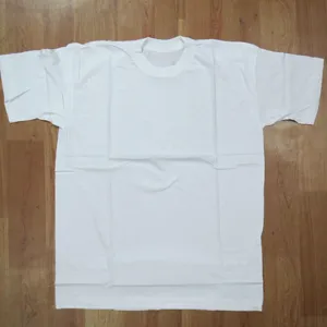 プレーンホワイトTシャツカスタムロゴ印刷格安価格 $1.2カジュアルラウンドネックとVネック予算と品質に基づくプレーン染め