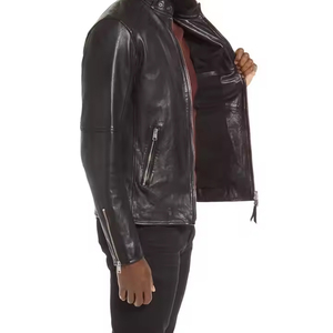 Chaqueta de cuero de diseño personalizado OEM de la mejor calidad para motociclistas, chaquetas de cuero PU con cremallera para hombre, motocicleta clásica muy recomendada - Product Image 4