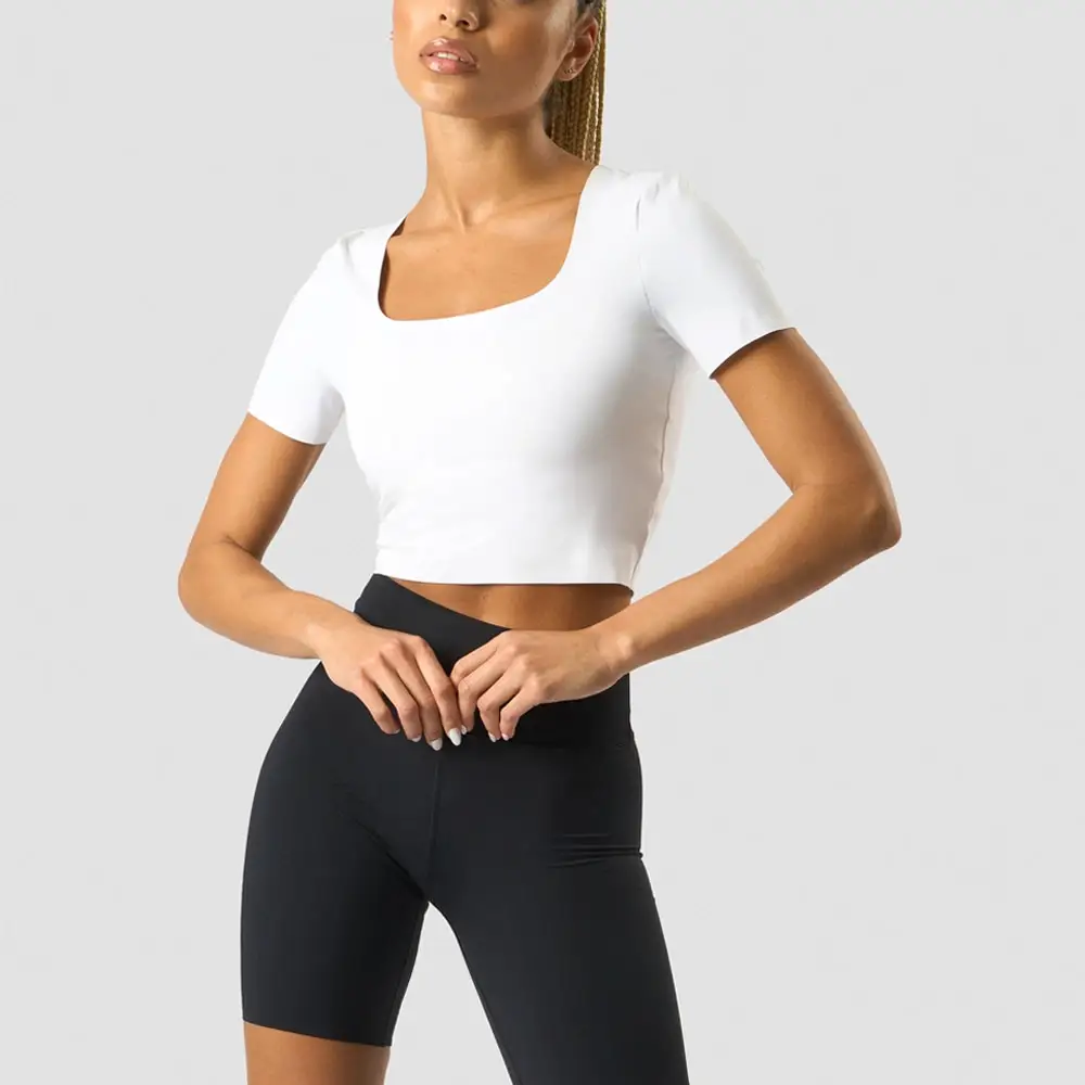 All'ingrosso Slim Fit Crop traspirante Top da donna T-shirt/OEM in bianco comode magliette da donna