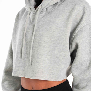 Essential femmes surdimensionné crop hoodies nouveau design tissu polaire Ultra doux design personnalisé couleur gris chiné 2022 - Product Image 2