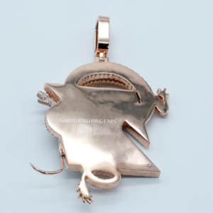 Pendentif Hip Hop en or rose 14 carats éblouissant pour homme de laboratoire cultivé avec une coupe brillante et une clarté VVS pour toute occasion - Product Image 6