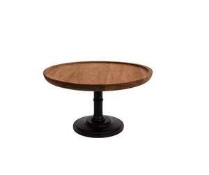 Support à gâteau en bois d'acacia à 1 niveau en forme de pilier rond et carré avec bord plat allant au four - Product Image 4