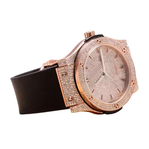 Montre élégante unisexe de luxe à moitié glacée Moissanite diamant Hiphop Premium Quality Quartz Handmade Setting Band Glamorous Band - Product Image 2