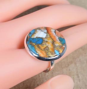 Oyster cuivre Turquoise Boho bague faite à la main bijoux en pierres précieuses fines pour les femmes pour les cadeaux d'anniversaire de mariage ou de fête - Product Image 4