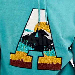 Design personnalisé 100% pulls à capuche en coton biologique broderie chenille avec autocollant numérique couleur unie Offre Spéciale pour l'hiver - Product Image 6