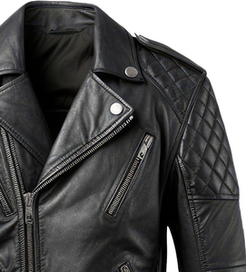 Veste en cuir pour hommes de conception personnalisée en gros de haute qualité en cuir de vache véritable en détresse noir avec col montant pour l'hiver - Product Image 3