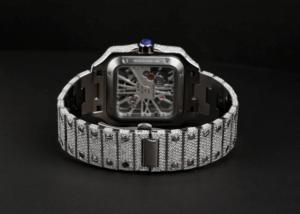 Nouvelle arrivée Montre mécanique pour homme en acier inoxydable avec cadran rectangulaire de 40 mm, diamants en moissanite de 20 mm, cristal saphir, style antique - Product Image 4