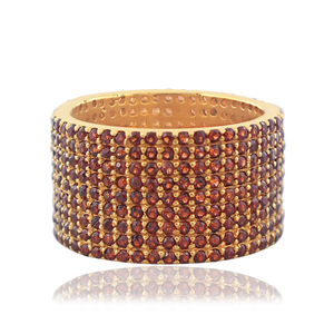 พลอยโกเมนธรรมชาติ925สีเงินสีเหลือง Pletad วงแหวนของขวัญสำหรับเธอสแต็คแหวนเครื่องประดับ Unisex - Product Image 6