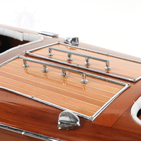 Maqueta de Barco de Cedro Chris Craft de 62 cm Pintada a Mano, Réplica con Triple Cabina, Soporte de Exhibición, Estilo Náutico, Hecho en Vietnam, OMH B294