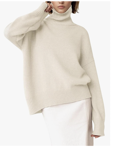 <b>TURTLE</b> <b>NECK</b> <b>SWEATER</b> CHUNKY LONG SLEEVE KNITTED PULLOVER HIGH LOW HEM TRENDY TOP NEW ARRIVAL CUSTOM LOGO FACTORY BANGLADESH - Product Image 2