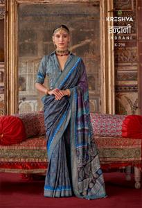 Hermosa tendencia elegante vestido atractivo blusa Sari de seda V.B de alta calidad con acabado dorado Trabajo Mujer fabricante de moda - Product Image 3