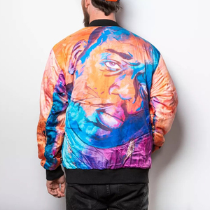2025 chaqueta de satén Unisex para hombre, manga larga, 100%, soporte de tela de lona de poliéster, chaqueta de bombardero de sublimación de etiqueta privada para hombre - Product Image 4