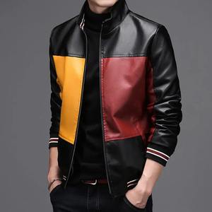 Chaqueta de cuero Bomber de alta calidad para hombre con logotipo personalizado 2024, chaqueta de lona elegante con cuello levantado - Product Image 2