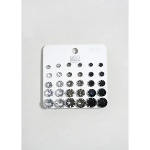 Set di Orecchini a Perno con Strass Multicolore, Design Vintage Trendy Religioso Geometrico in Argento e Oro, Principalmente in Lega di Ottone - Product Image 5