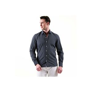 Camisa de algodón de verano transpirable ajustada de lunares azul marino blanco - Product Image 4