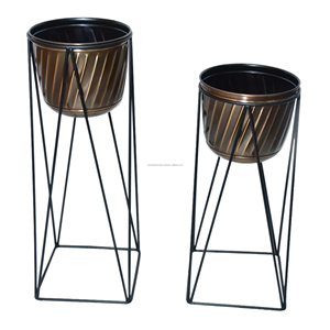 Wholesale Price Metal Standing Planter Brown Powder Coated Finish for Bedroom Dining Room Office Decor - Product Image 1