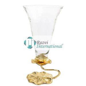 Jarrón de cristal sobre flor de loto dorada, diseño de Metal Base, decoración de diseño de Metal, florero y macetas para sala de estar y boda - Product Image 1