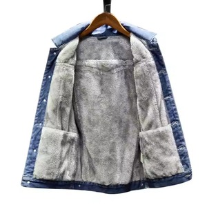 2025 hommes bleu clair hiver Denim veste veste manteau chaud Denim manteau nouvelle grande taille laine doublure épais hiver Denim veste - Product Image 5