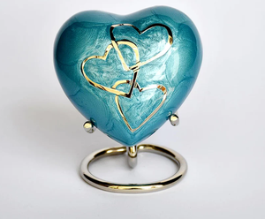 Beautiful Black Color enamel and Golden Cross Engraved Heart <b>Keepsake</b> with stand Brass Cremation for <b>Ashes</b> - Product Image 5