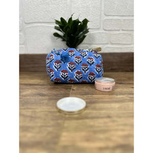 Block Print Bohemian Quilted <b>Wash</b> <b>Bag</b> <b>Set</b> of 3 Embroidered Logo Makeup Organizer for Storage with Zipper Closure - Product Image 6