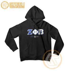 Sweat à capuche décontracté pour femme, personnalisé Zeta Phi Beta, en molleton de coton d'hiver, avec logo brodé sur le devant, de haute qualité, écologique - Product Image 1