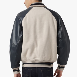 Vestes en cuir universitaire personnalisées pour hommes bombardier à col rond vestes pour hommes veste en cuir de vachette de haute qualité pour motocyclette veste à blocs de couleurs pour homme - Product Image 5