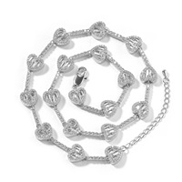 Collar de tenis con forma de corazón y circonita cúbica brillante, cadena de latón para mujer, joyería elegante al por mayor