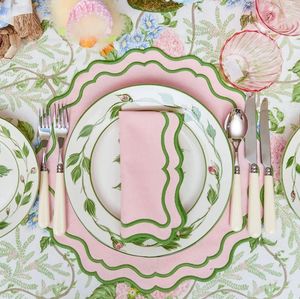 Unique linen placemat with handmade embroidery <b>work</b> <b>for</b> rustic dining <b>table</b> decoration in countryside <b>homes</b> - Product Image 6
