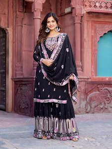 Nueva colección de diseñadores indios para damas, bordado étnico pesado, Gharara Salwar/Palazzo Suit para fiestas, bodas, mayorista - Product Image 4