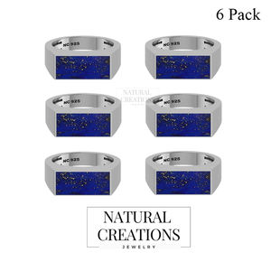 Bague en argent sterling 925 pour homme, classique, sertie de lapis-lazuli, baguette, faite à la main, cadeau unique pour lui, anniversaire, fête - Product Image 3