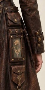 Manteau trench en cuir pour femme avec poches vintage et ceinture - Product Image 5