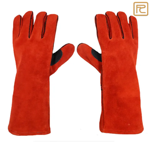 Guantes de seguridad industrial de piel de vaca roja XL para hombre, impermeables para aplicaciones al aire libre, función anticorte para soldadura por parches - Product Image 3