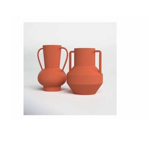 Modern Style Red Metal Table <b>Vase</b> <b>Set</b> of 2 Handmade Iron Decorative Table <b>Vases</b> Elegant Home Living Room Tabletop Decor - Product Image 1