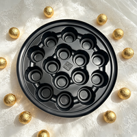 Plateau rond en PP noir de qualité alimentaire, plateau à 15 cavités pour grandes boules de chocolat, grand plateau pour truffes, plateau intérieur pour boîte cadeau alimentaire haut de gamme