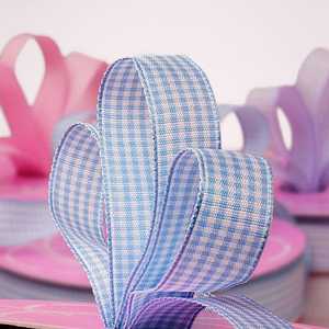 Wendy Floral Gingham <b>Wired</b> <b>Ribbon</b> Polyester Versatile for Garments for Birthdays Christmas Halloween Easter Hanukkah Decorations - Product Image 4