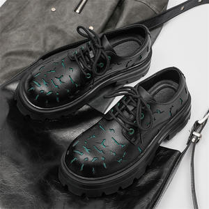 Chaussures derby épaisses en cuir craquelé de haute qualité pour hommes - chaussures décontractées de style niche - Product Image 2