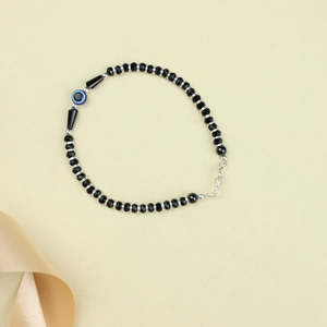 Tobillera de Plata 925 con Diseño de Ojo Turco y Cuentas, Bañada en Oro con Diamante Central, Ideal para Fiestas o Regalo - Product Image 5