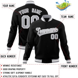 Veste universitaire personnalisée OEM pour les équipes collégiales, manches de couleur contrastée avec logo appliqué brodé pour la saison printanière - Product Image 4