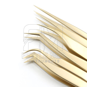 Professional Fettle Med Gold Coated Stainless Steel Eyelash Extension Tweezer | Anti-Static Durable Precision Volume Lash <b>Tool</b> - Product Image 5