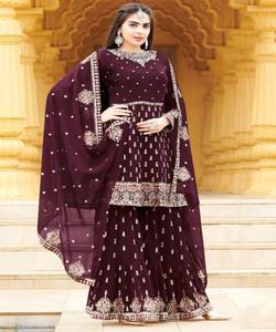 TOP SHARARA avec DUPATTA pour FEMMES, broderie en filet de designer, travail de séquence, en stock, vêtement de mariage en coton, vente en gros - Product Image 1