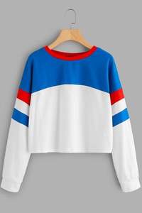 Jersey de mujer de precio barato de fábrica, jersey de bloque de color con logotipo estampado personalizado - Product Image 3