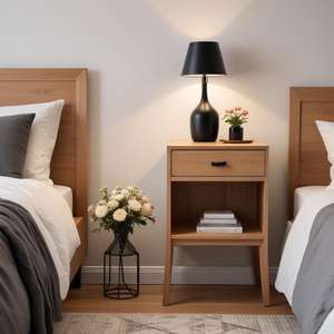 โต๊ะข้างเตียงไม้ธรรมชาติสไตล์วินเทจโต๊ะข้างเตียงทำจากไม้ - Product Image 4